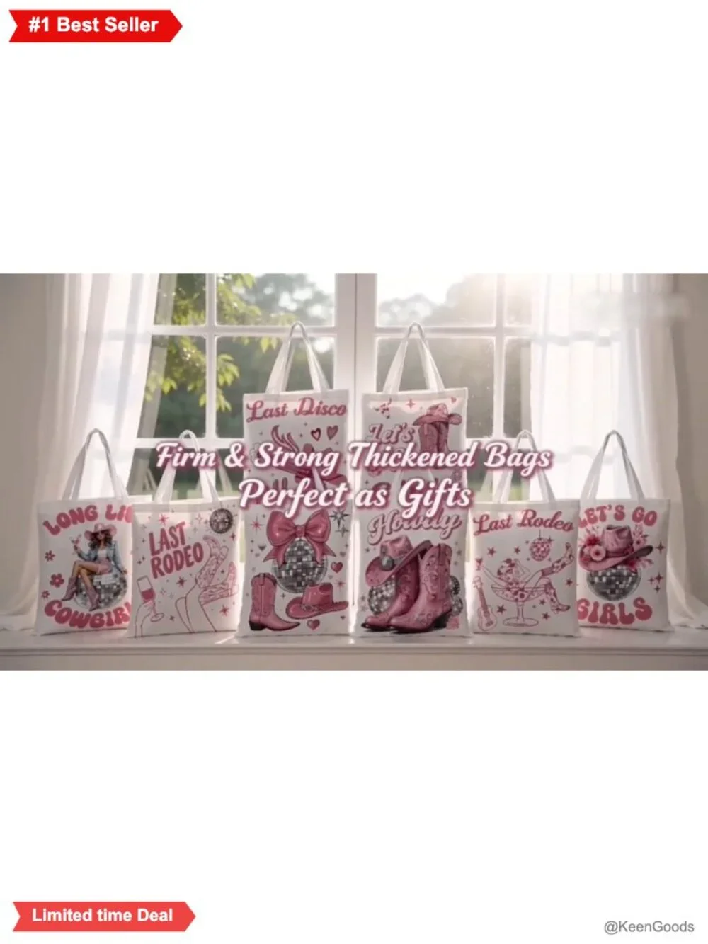 8 Pc Canvas Western Cowgirl Tote Bags Reusable Grocery Shoulder Bags Set
